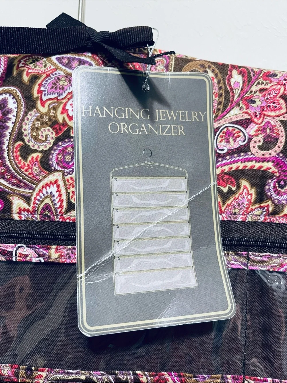 Raymond Waites Hanging Jewelry Organizer Paisley Double Sided Zippered Pockets